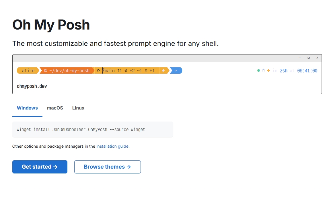 基于 Go 的现代化终端增强工具 oh-my-posh ,支持在 Windows PowerShell/WSL 中显示文件系统与 Git 状态-共赢源码